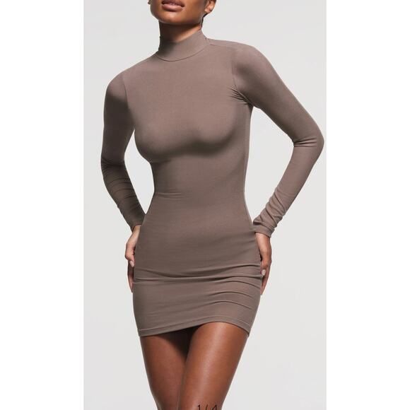 New SKIMS Soft Lounge Mock Neck Long Sleeve Minidress size small Amethyst - Picture 1 of 6